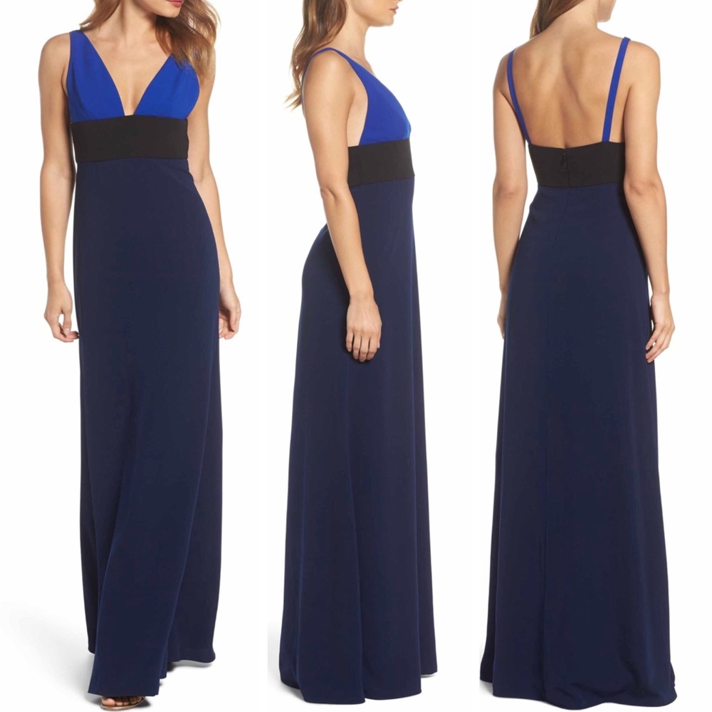 Colorblock V-Neck Gown - Picture 2 of 5